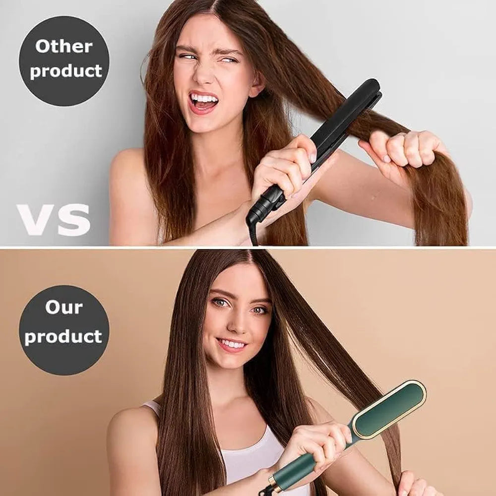 2-in-1 Hair Straightener Brush – Fast Heating Ceramic Ionic Comb for Smooth & Shiny Hair
