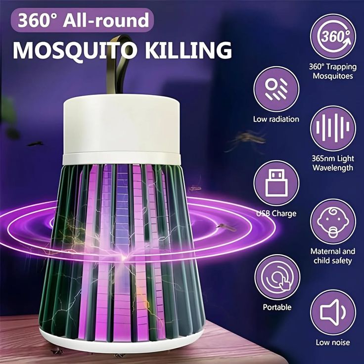 USB Electric Mosquito Killer Lamp – Silent UV Light Insect Trap for Home & Bedroom