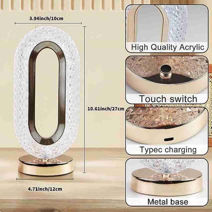 Luxury Crystal Oval LED Table Lamp – Modern Bedside & Home Decor Light