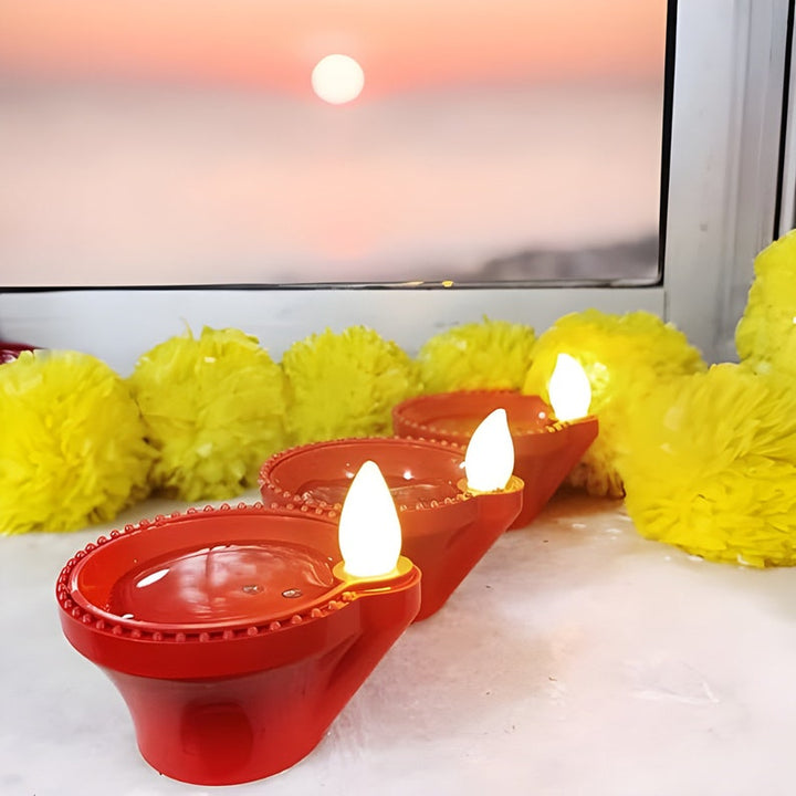 Water Sensor LED Diyas – Automatic Water-Activated Diwali Lamps for Home & Festive Décor (Pack 6/12/18/24)