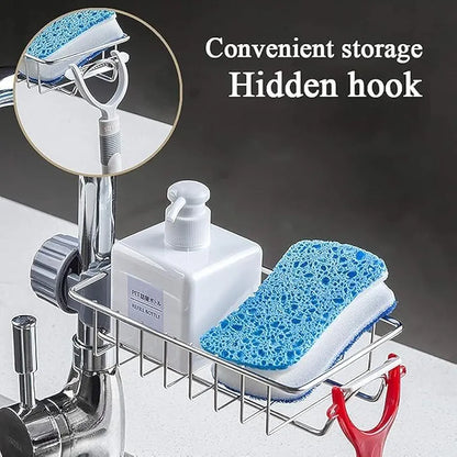 No-Drill Tap Mounted Sink Scrub Holder Rack